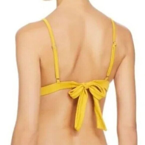 New Red Carter Cali Textured Triangle Bikini Top Womens L Yellow  Swim Suit - Picture 2 of 11